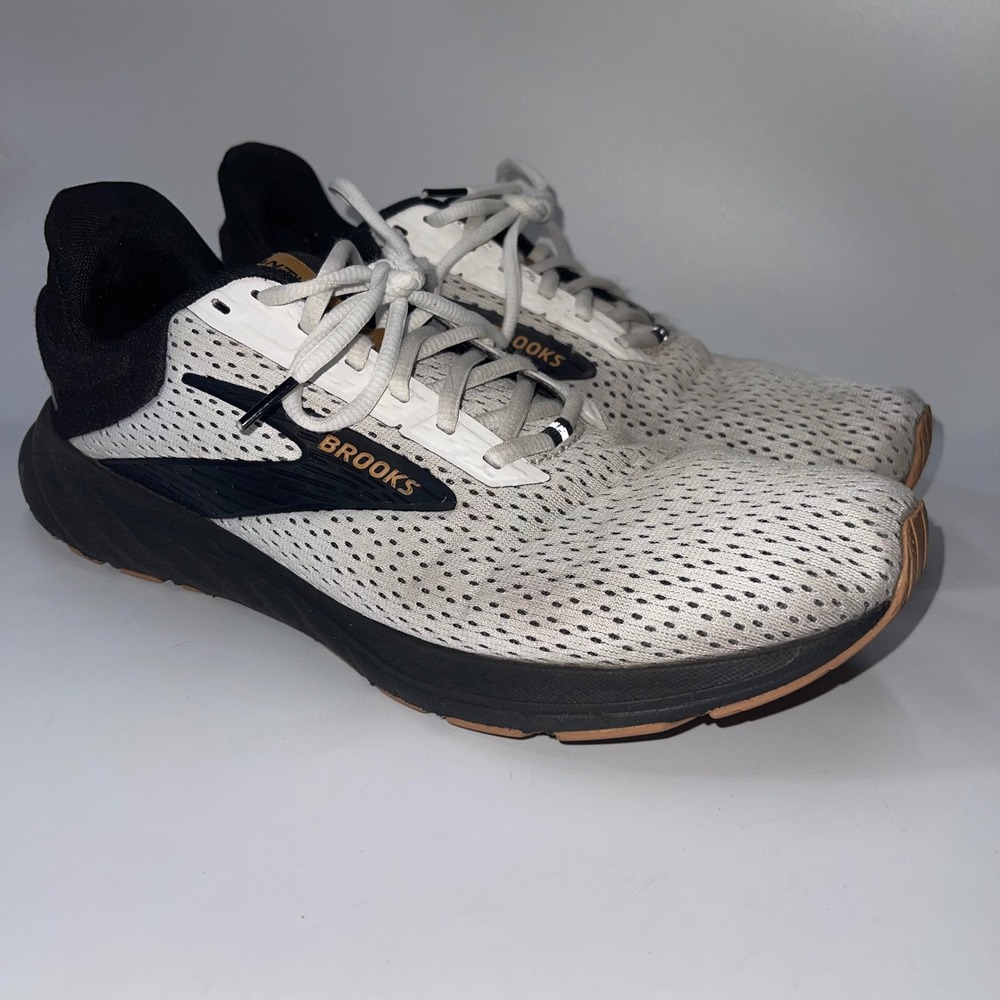 Brooks Men's Size 12 Anthem 5 Running Shoes White Black Tan 1104141D121‎
